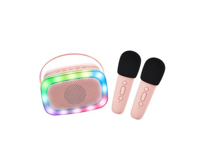 lalar karatwo wlights rose bluetooth karaoke party set 2 mikrofony rose 01