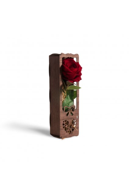 Dárkový dřevěný box s růží