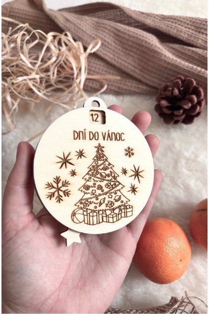 Dřevěná ozdoba odpočet Štědrého dne - adventní kalendář