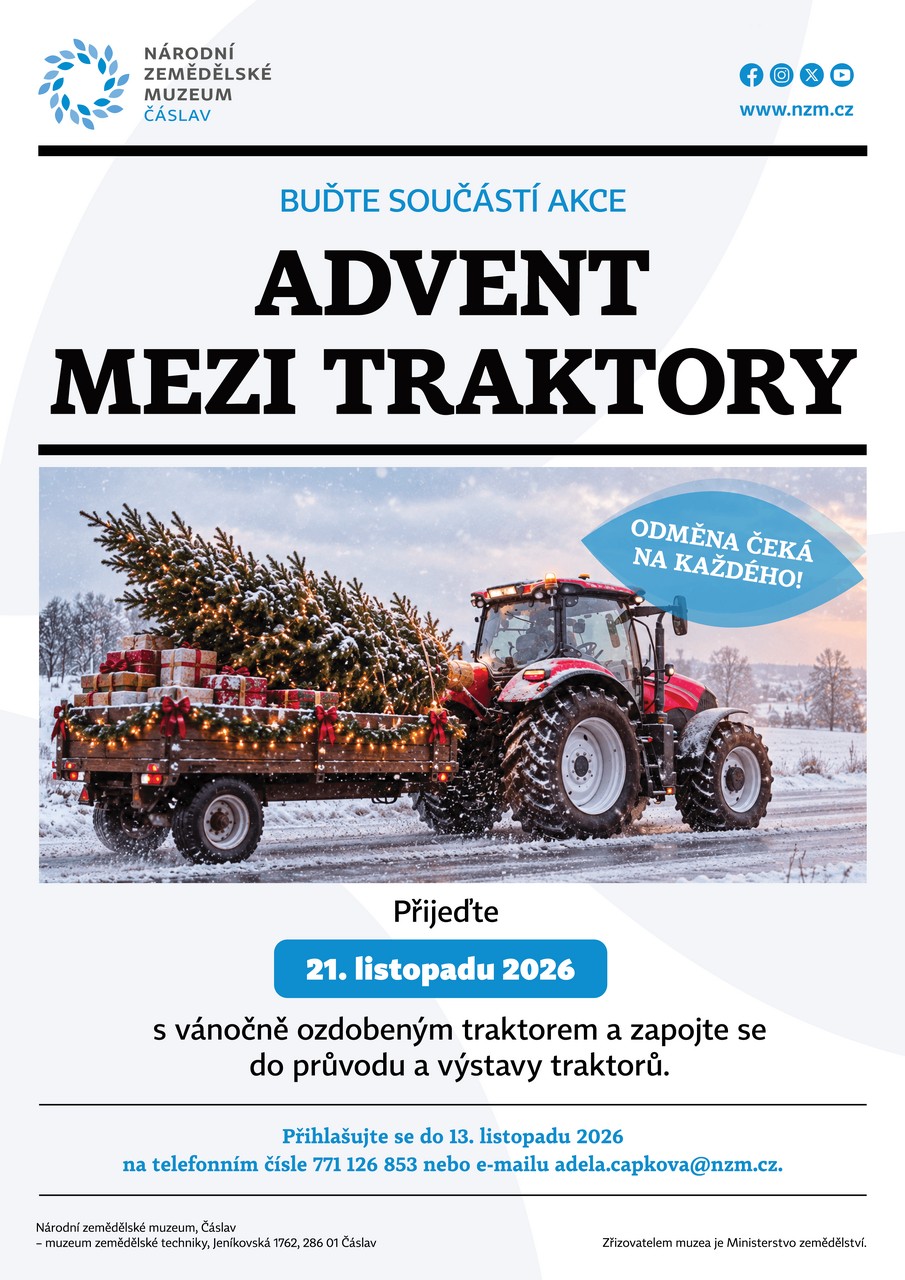 Advent mezi traktory 2026 v Čáslavi: vánočně ozdobené traktory 21. listopadu