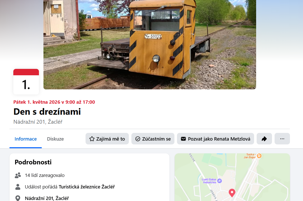 Jízda na drezíně Žacléř – Den s drezínami 1. května 2026