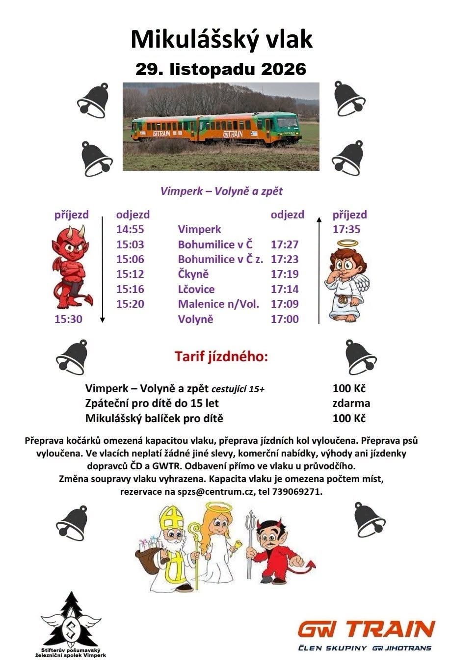 Mikulášský vlak Vimperk – Volyně 29. 11. 2026