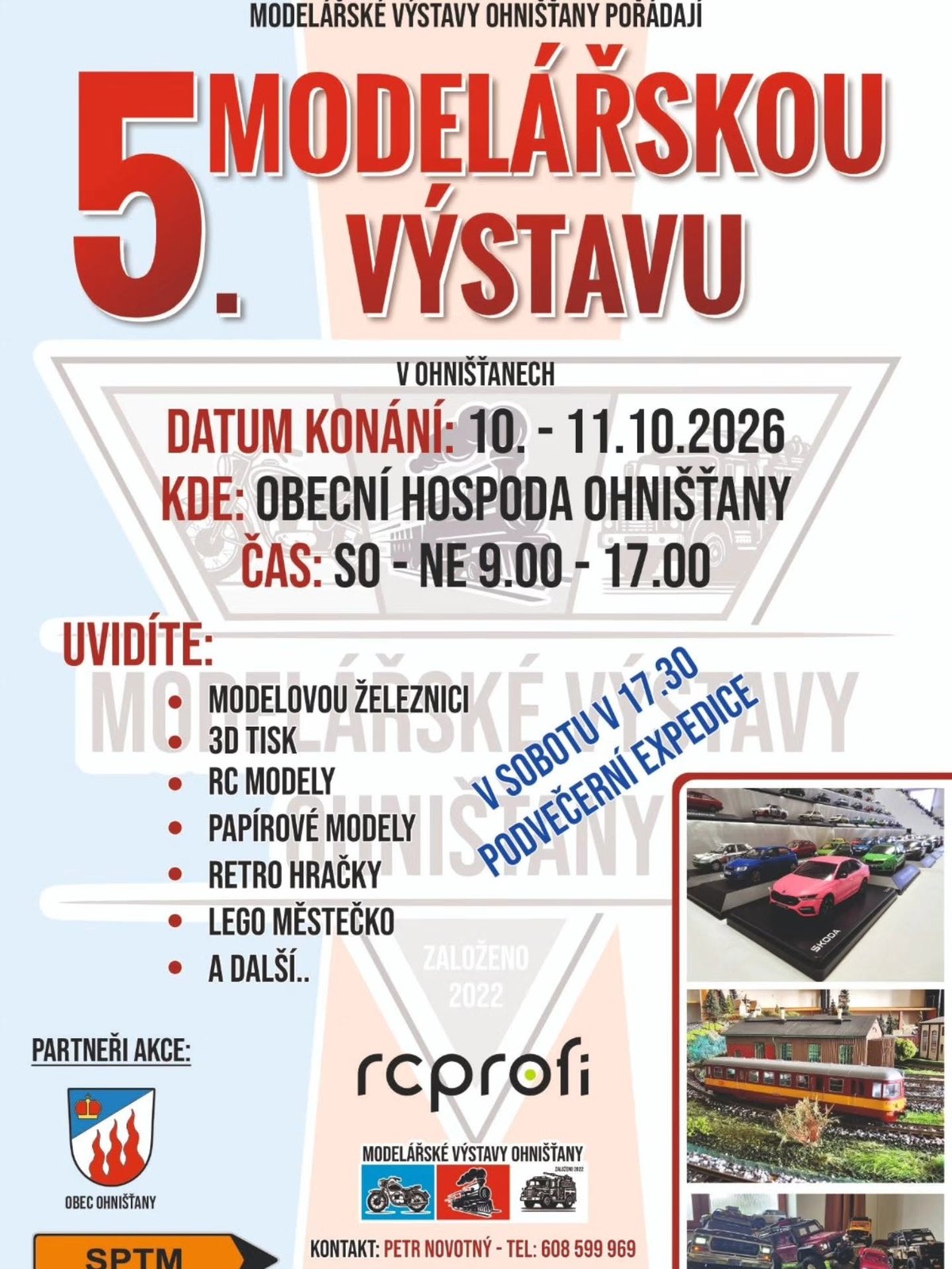 Modelářská výstava Ohnišťany 10.–11. října 2026: železnice, RC modely a LEGO městečko