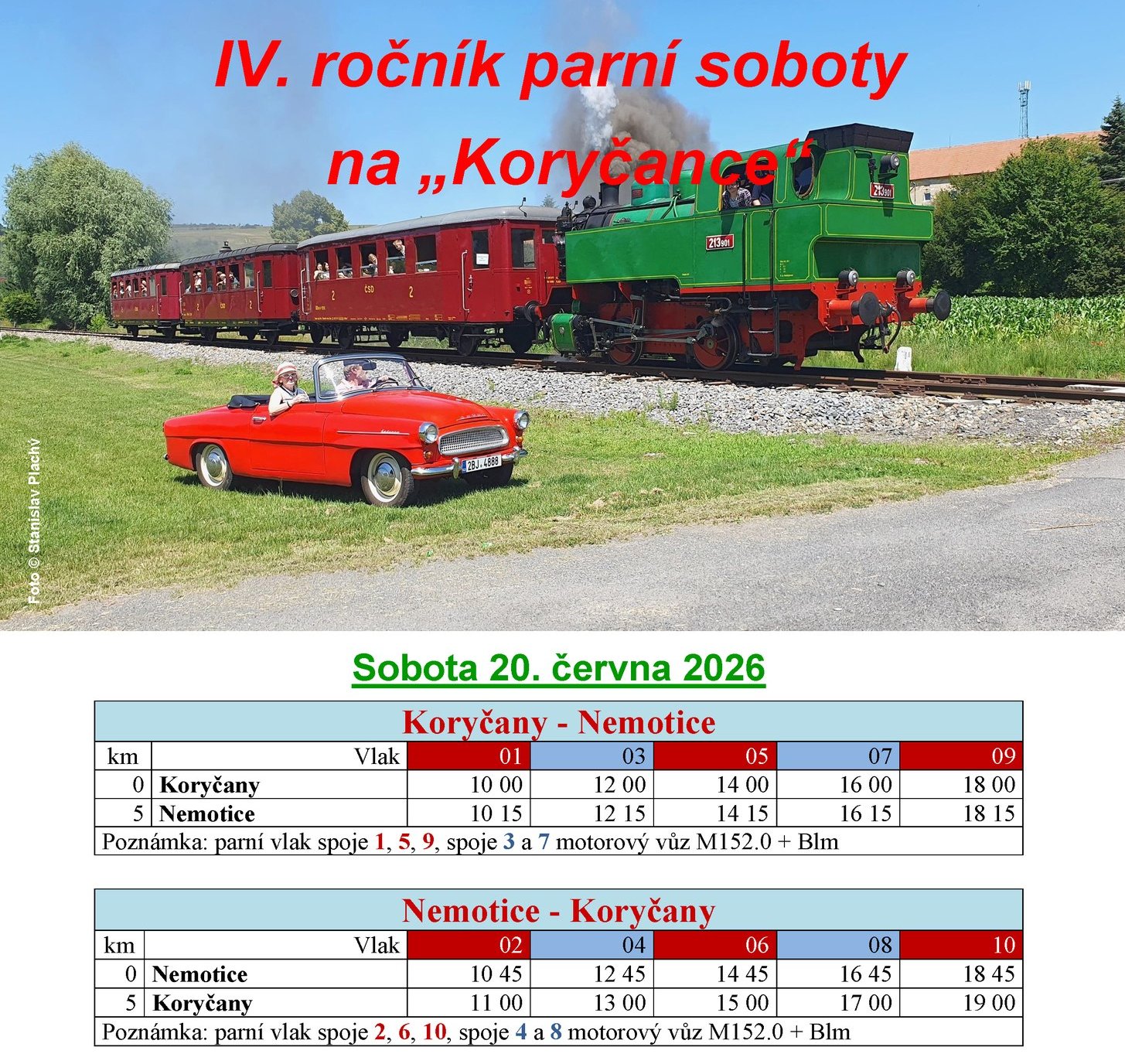 Parní sobota na Koryčance: parní lokomotiva, depo a malá trať pro děti