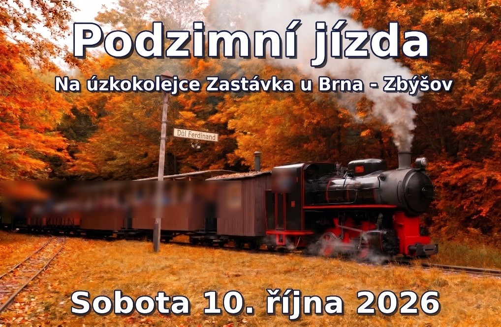 Podzimní jízda ve Zbýšově 10. 10. 2026: dvě parní lokomotivy a důlní vlak