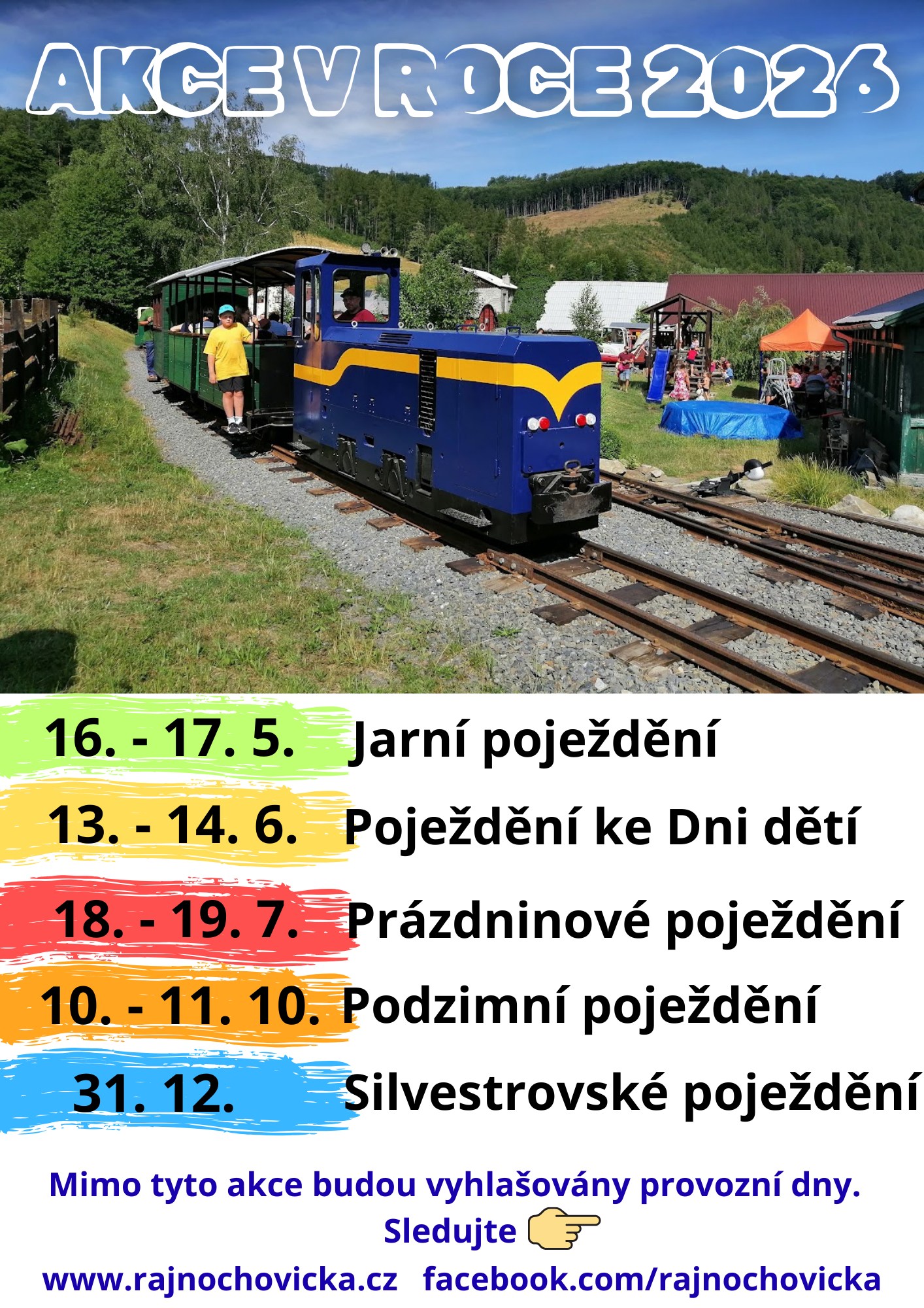Lesní vláček v srdci Valašska: všechna poježdění Rajnochovické železnice v roce 2026