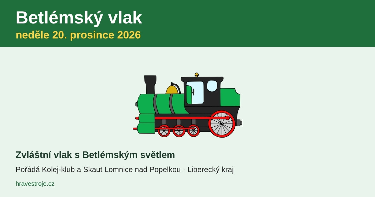 Betlémský vlak 20. 12. 2026