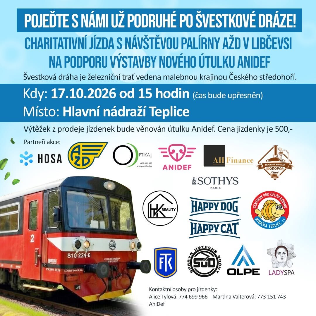 Plakát charitativní jízdy po Švestkové dráze 17. 10. 2026