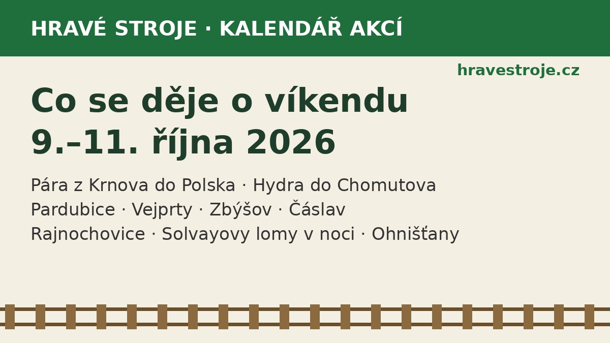 Co se děje o víkendu 9.–11. října 2026 – akce s vláčky pro děti