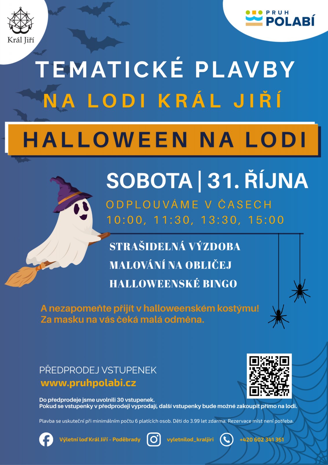 Plakát Halloween na lodi Král Jiří v Poděbradech, sobota 31. října 2026