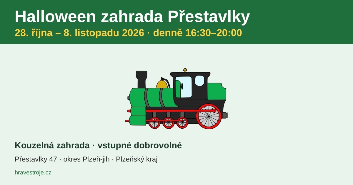 Halloween zahrada Přestavlky 28. října – 8. listopadu 2026