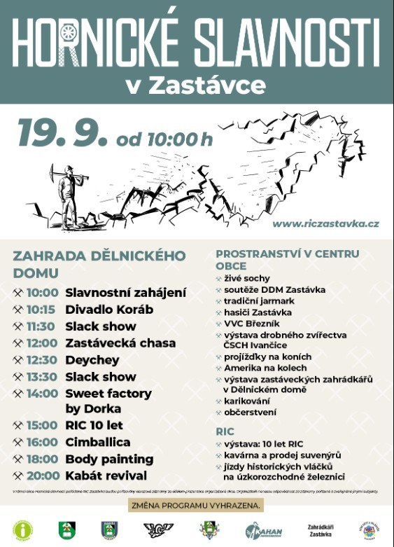 Oficiální plakát Hornických slavností v Zastávce 19. 9. 2026