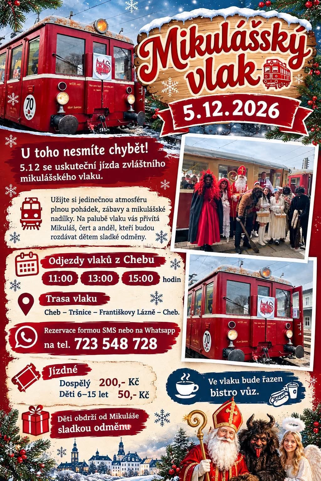 Plakát Mikulášský vlak Cheb 5. 12. 2026