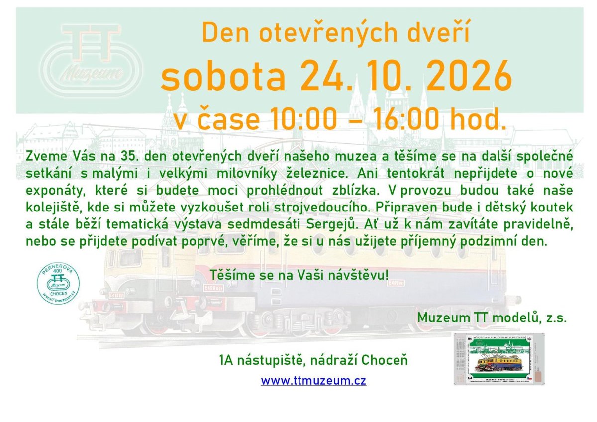 Plakát Dne otevřených dveří Muzea TT modelů v Chocni 24. 10. 2026