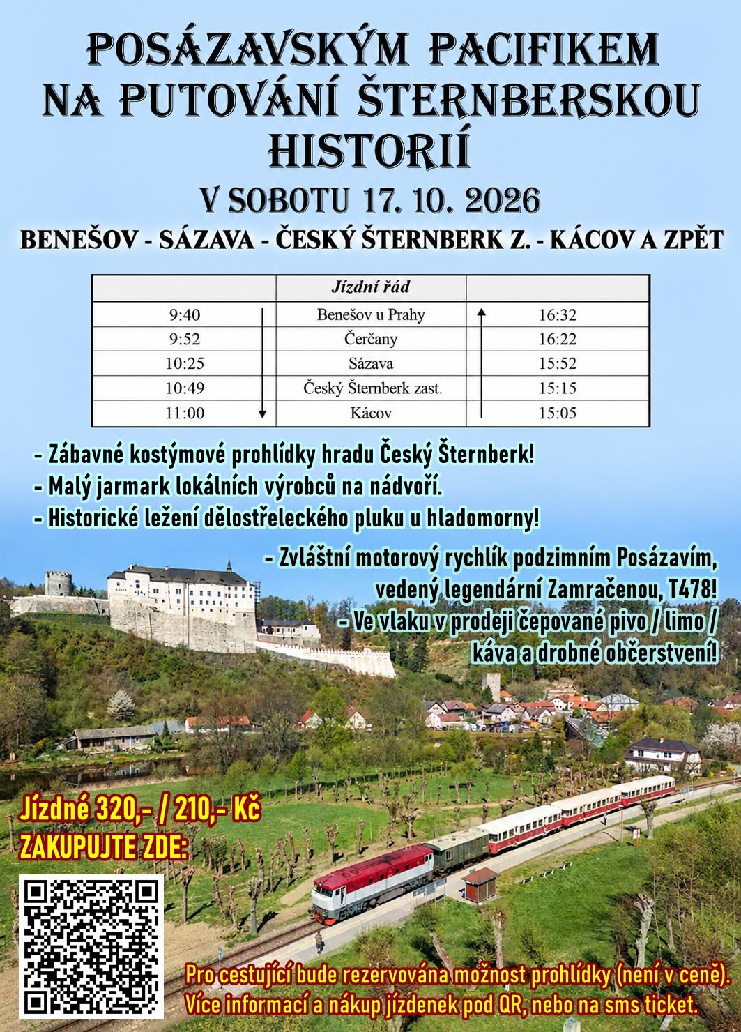 Plakát Posázavským Pacifikem na Putování šternberskou historií 17. 10. 2026