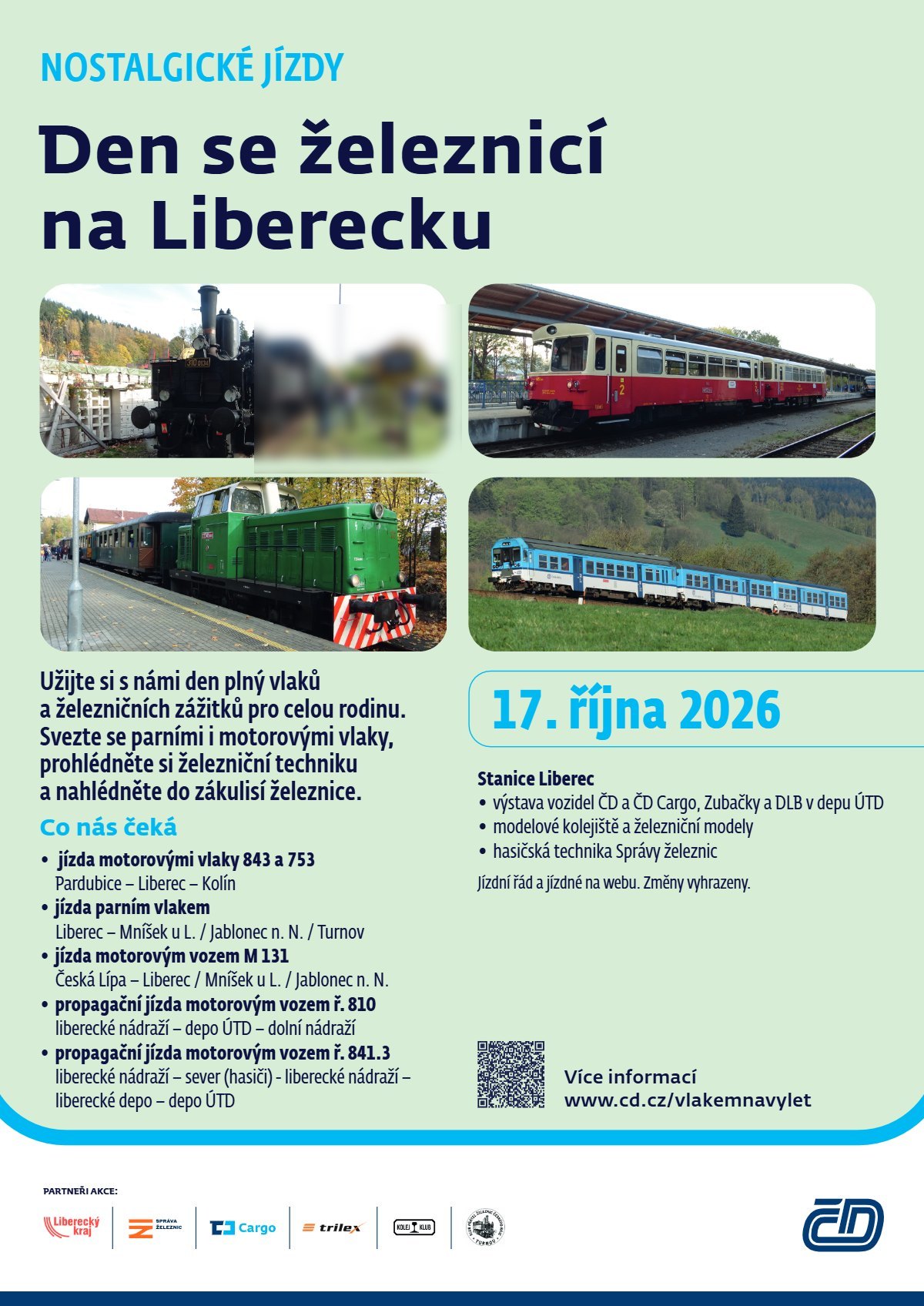 Plakát Den se železnicí na Liberecku 17. 10. 2026