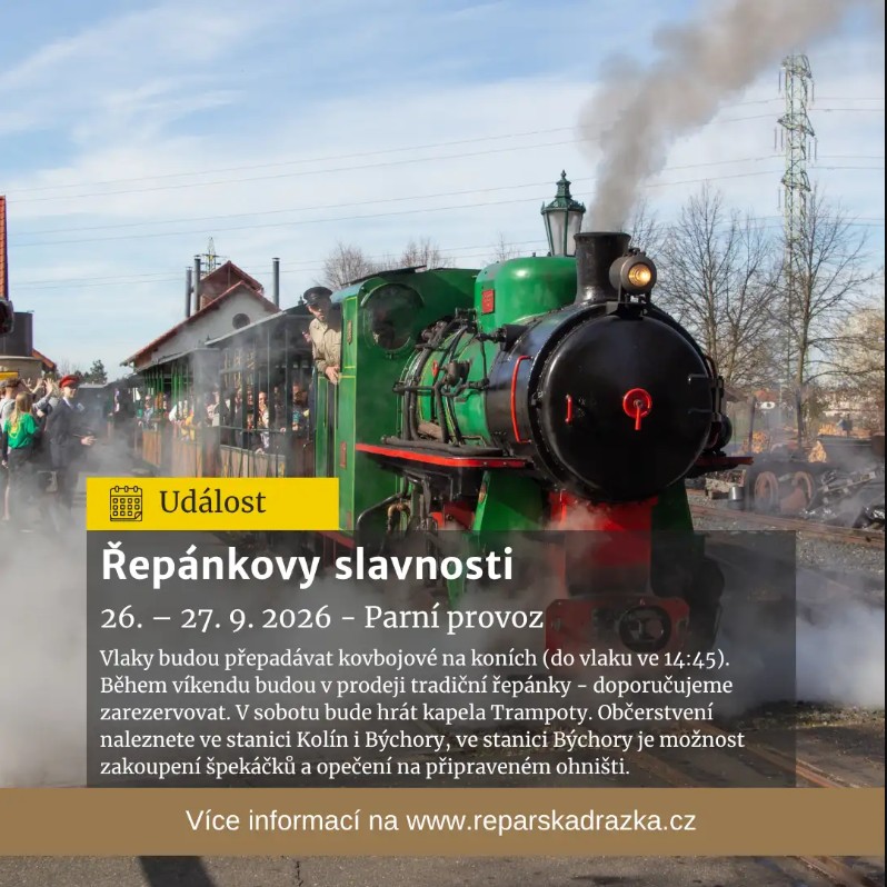 Oficiální plakát Řepánkových slavností 2026 na Kolínské řepařské drážce
