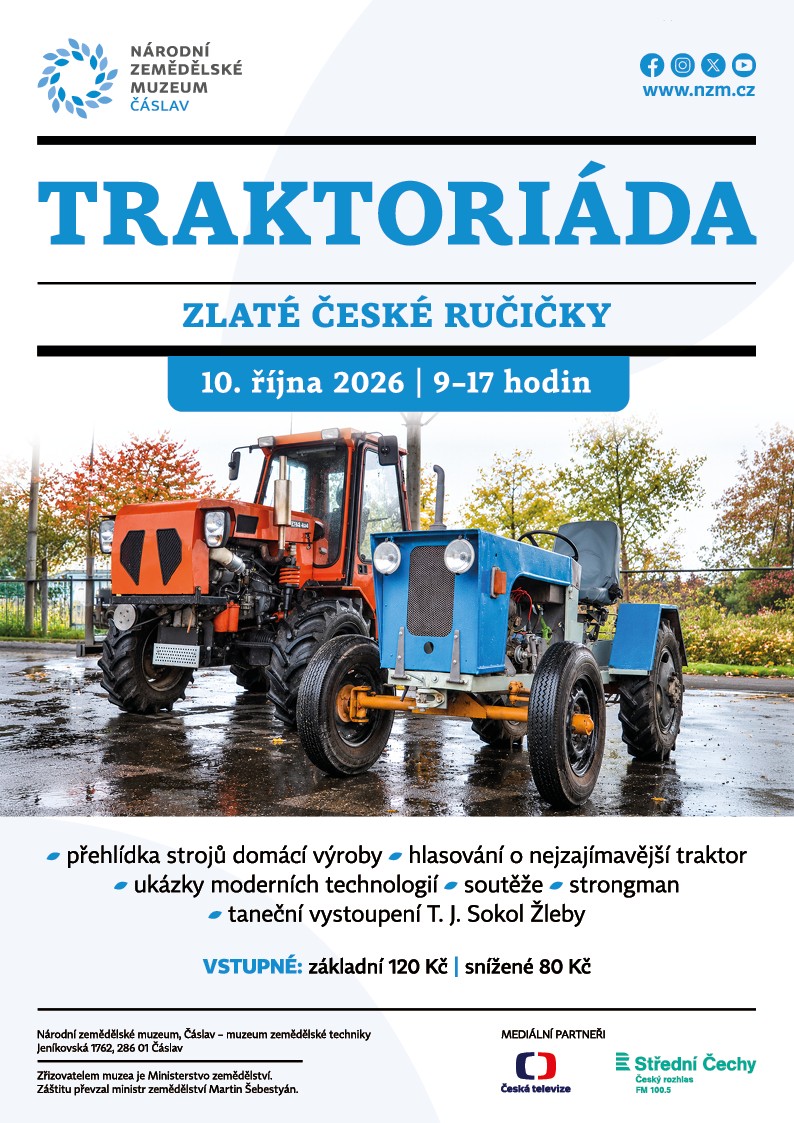 Plakát Traktoriáda Zlaté české ručičky 10. 10. 2026, NZM Čáslav