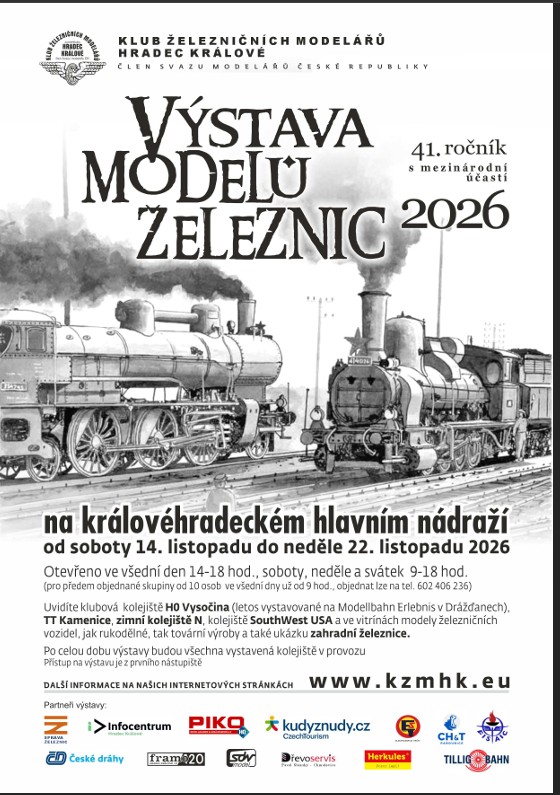 Plakát Výstava modelů železnic 2026, KŽM Hradec Králové