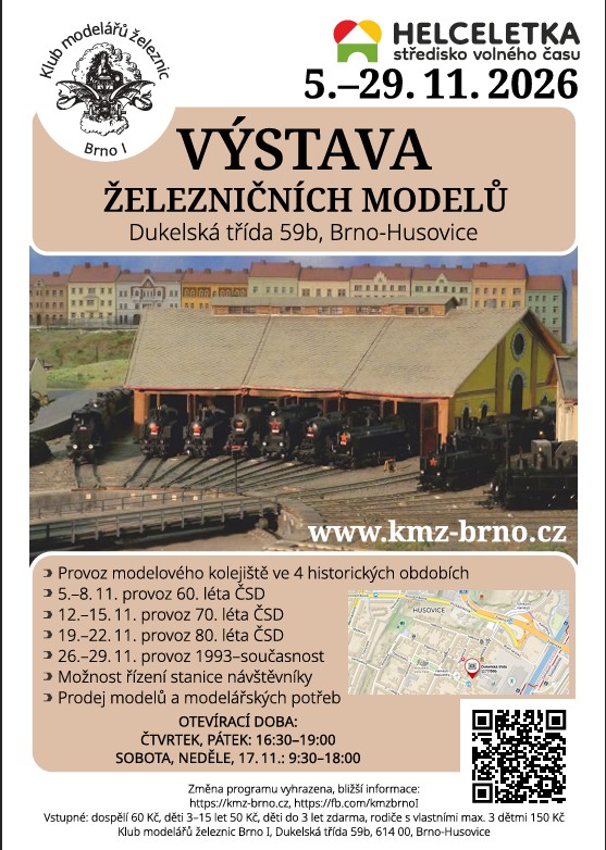 Plakát Výstava železničních modelů 5.–29. 11. 2026, KMŽ Brno I