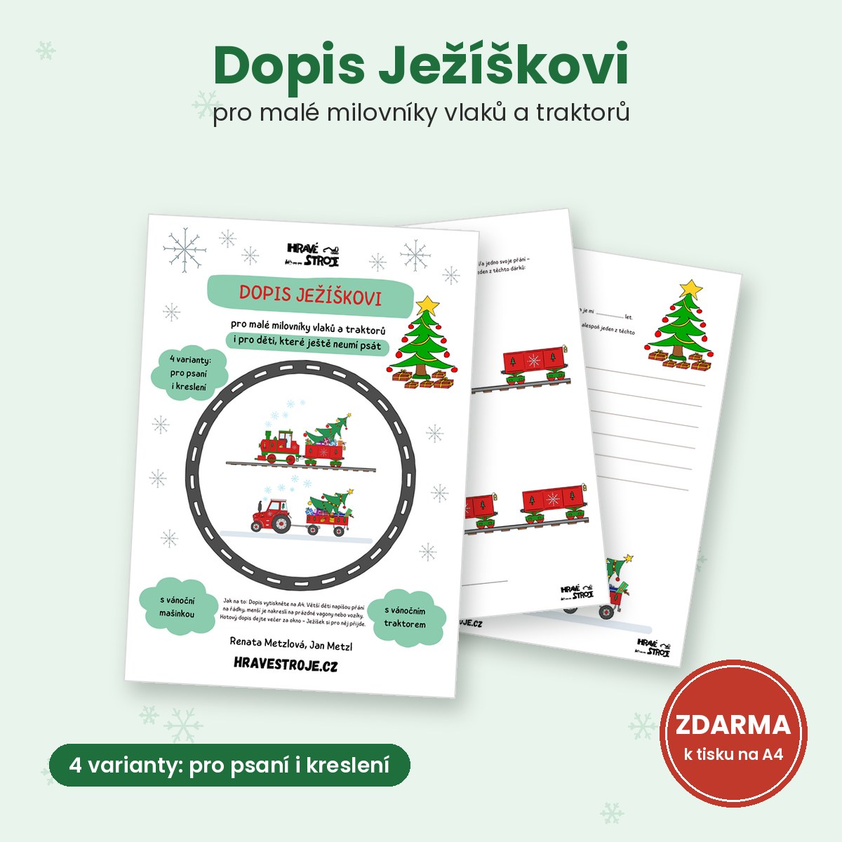Dopis Ježíškovi s vlakem a traktorem zdarma ke stažení