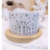 Keramický hrnek s podtáckem Zasněžené domečky