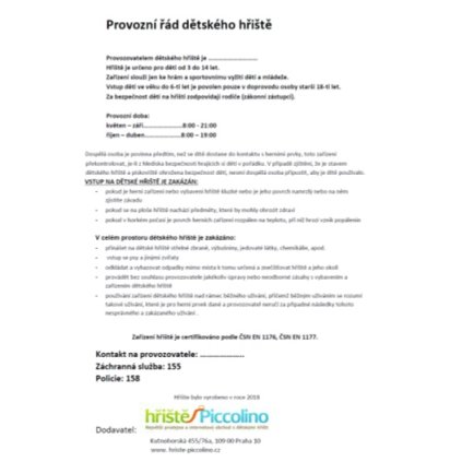 provozní řád hřiště