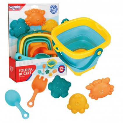 Sada na písek ze silikonu skládací kyblík  tyrkysová