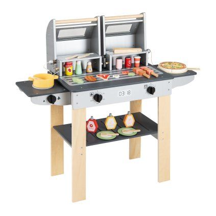 Dětský dřevěný gril BBQ s doplňky 01