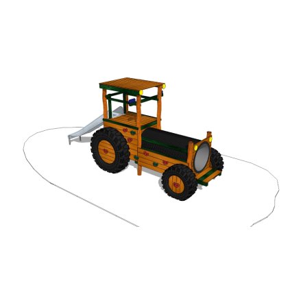 Prolézačka se skluzavkou z akátu - Traktor