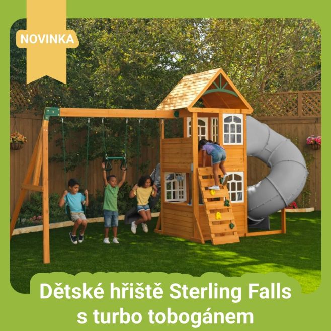 🛝 Sterling Falls s turbo tobogánem = zahradní „wow“ efekt pro malé dobrodruhy! ✨ Prémiové dětské hřiště z cedrového dřeva,...