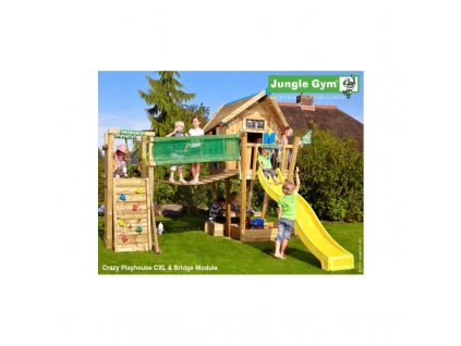 13589 jungle crazy playhouse se skluzavkou s terasou a modulem bridge