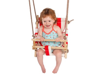 Plátěná dětská houpačka - červeno/bílá