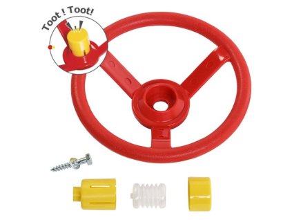 Volant červený s žlutým klaksonem