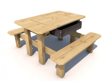 Piknikový stolek IMPREGNOVANÝ s plastovým boxem