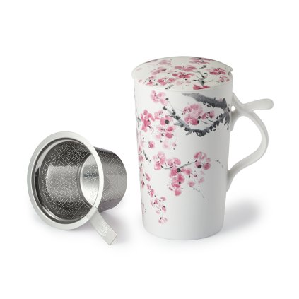 Hrnek se sítkem a víčkem CHERRY BLOSSOM