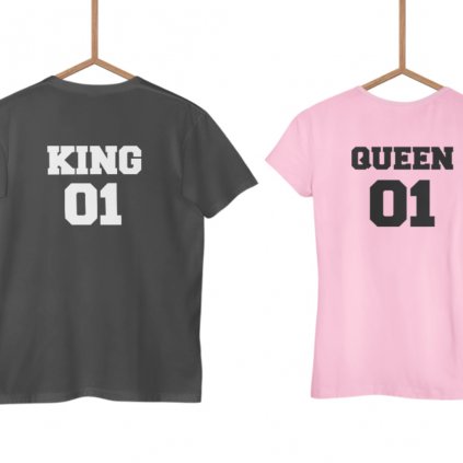Trička KING 01 & QUEEN 01 (cena za obě trička) (Varianta DÁMSKÉHO trička Bílé S, Varianta PÁNSKÉHO trička Bílé S)