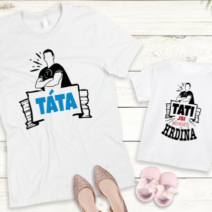 Dětské tričko Tati jsi můj největší hrdina (Barva trička Bílé, Velikost Tričko 4 roky/110cm, Střih Dětské)
