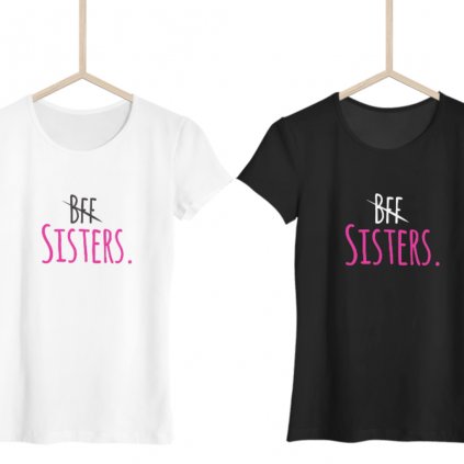 Dámské tričko BFF Sisters Pink (Barva trička Bílé, Velikost XXXL)