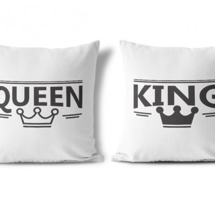 Polštářky KING & QUEEN (cena za oba kusy) (Varianta 40cm x 40cm (povlaky včetně výplně - kompletní polštářky))