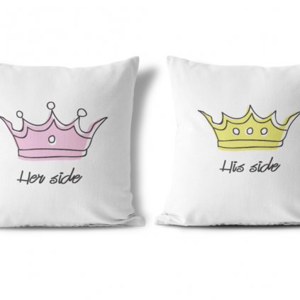 Polštářky KING & QUEEN Crown (cena za oba kusy) (Varianta 40cm x 40cm (povlaky včetně výplně - kompletní polštářky))