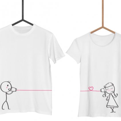 Bílá trička Cute Buddies Whisper (cena za obě trička) (Varianta DÁMSKÉHO trička Bílé S, Varianta PÁNSKÉHO trička Bílé S)