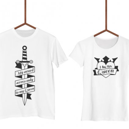 Párová trička Knight & Queen (cena za obě trička) (Varianta DÁMSKÉHO trička Bílé S, Varianta PÁNSKÉHO trička Bílé S)