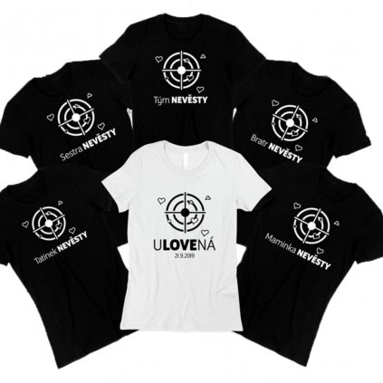 Set triček Rozlučka se svobodou - Ulovená (Druh potisku Nevěsta, Barva Bílé, Velikost a střih XS (dámské))
