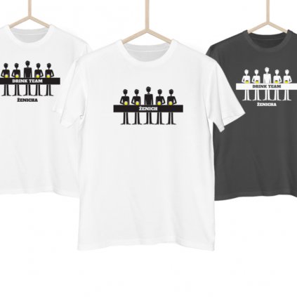 Set triček Drinking team ženicha (Druh potisku Ženich, Barva Bílé, Velikost a střih XS (pánské))