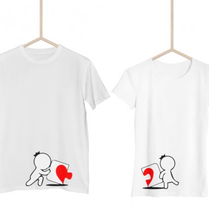 Párová trička Cards heart (cena za obě trička) (Varianta DÁMSKÉHO trička Bílé S, Varianta PÁNSKÉHO trička Bílé S)