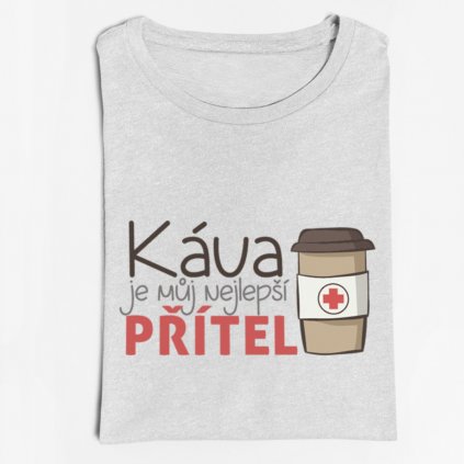 Pánské/dámské tričko Káva je můj nejlepší přítel (Barva trička Bílé, Velikost XXXL, Střih Dámský)