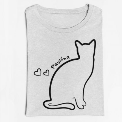 Dámské tričko kočka se jménem (potisk na přání) (Barva trička Khaki, Velikost 3XL)