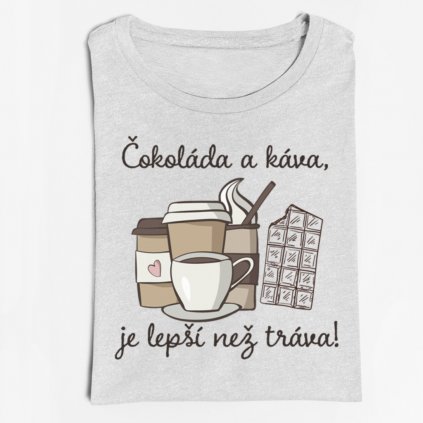 Dámské tričko Čokoláda a káva (Barva trička Bílé, Velikost 3XL)