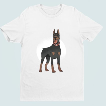 Pánské/dámské tričko Doberman (Barva trička Bílé, Velikost 3XL, Střih Dámský)